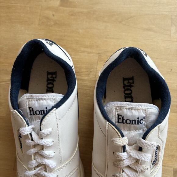 ETONIC Retro 7091 Metal SPIKED GOLF SHOES WHITE Pinstripe LEATHER UPPER MENS 8 M - Picture 9 of 10